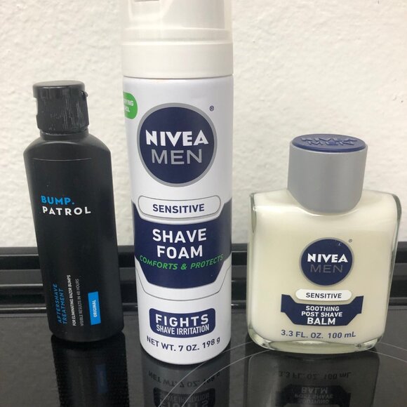 Men Nivea Sensitive Shave Foam & Balm & Bump Patrol - Picture 1 of 6